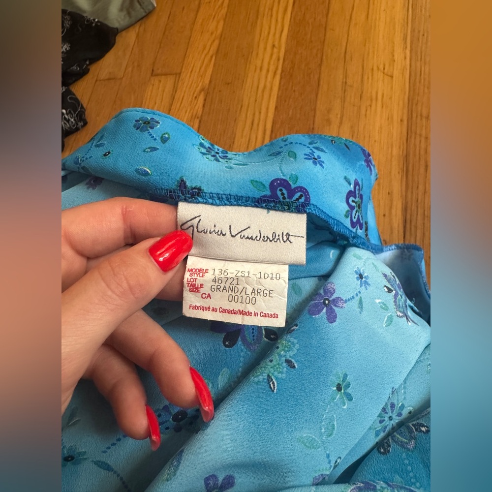 90s-Y2K Gloria Vanderbilt Blue Floral Wrap Skirt - Picture 3 of 5